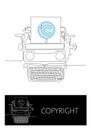 Typewriter in one continuous line. Minimalistic art will perfectly fit for web sites of copywriter or authors